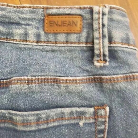 Enjean Women's Ankle Skinny Soft Mid Rise Blue Jeans - Picture 11 of 13